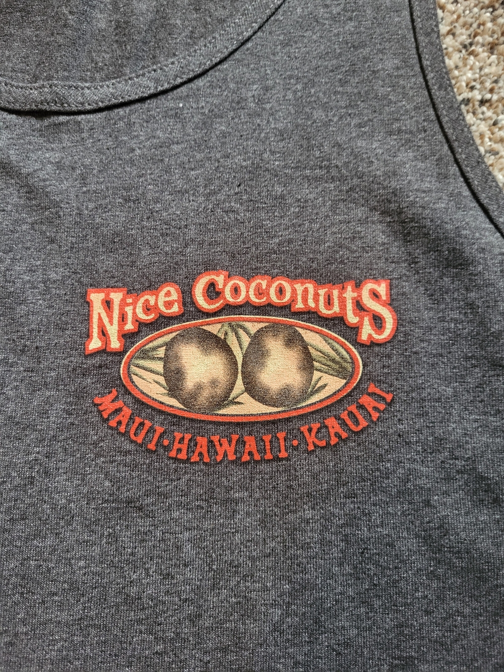 Mens Nice Coconuts Maui Hawaii Kauni Tank Top - Dark Heather Gray
